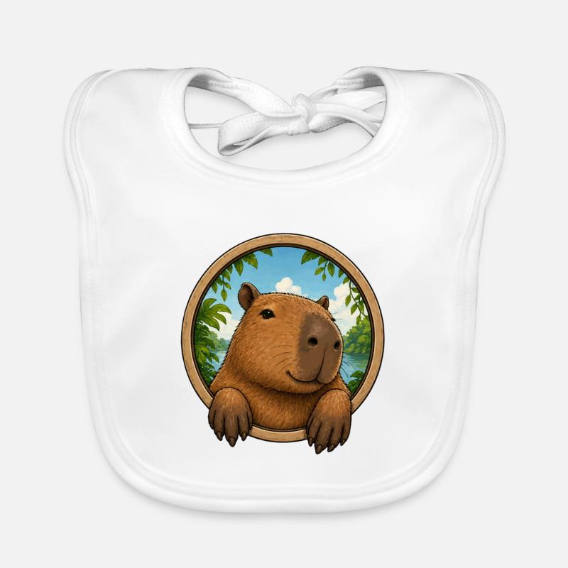 Kuscheliger Capybara im Rahmen Baby Bio-Lätzchen