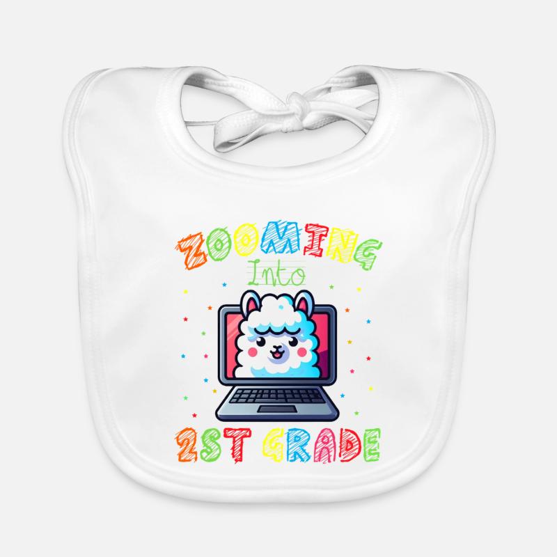 Rainbow Llama on Screen Organic Baby Bibs