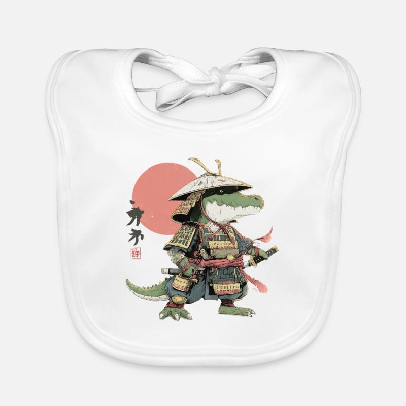 Samurai Alligator in Armor Organic Baby Bibs
