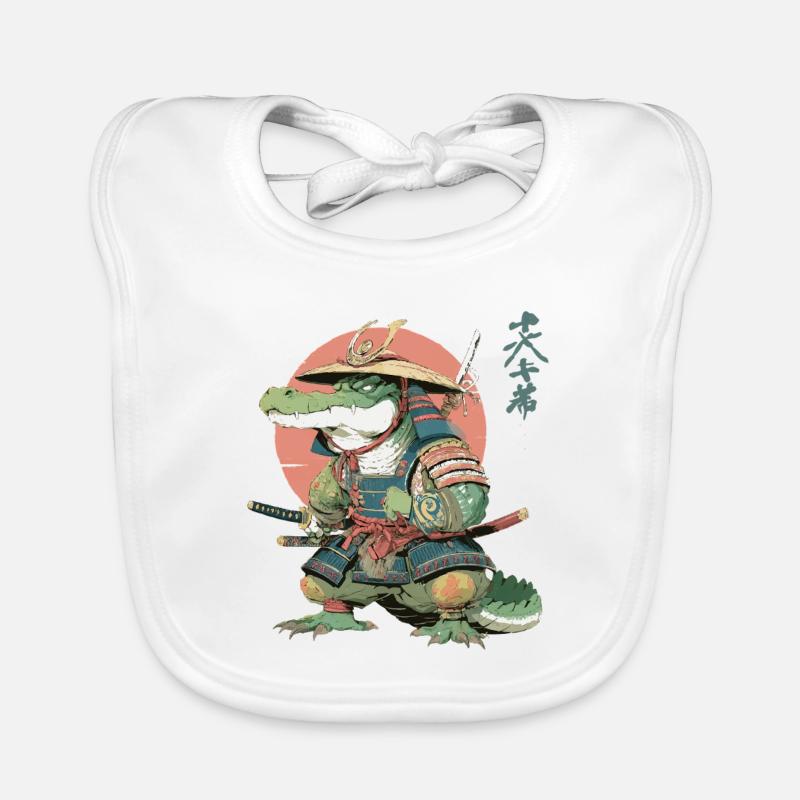Samurai Alligator in Sunset Armor Organic Baby Bibs