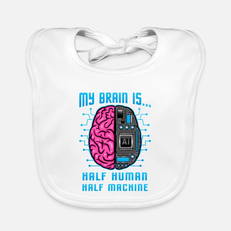 Graphique IA mi-humain mi-machine Bavoir bio Bébé