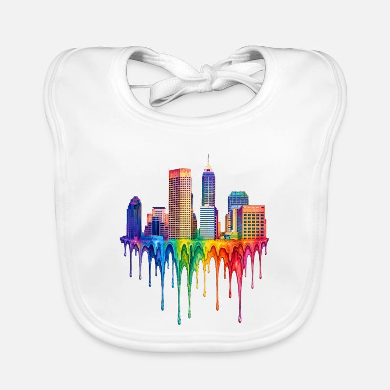 Indianapolis Indiana Dripping Paint Organic Baby Bibs