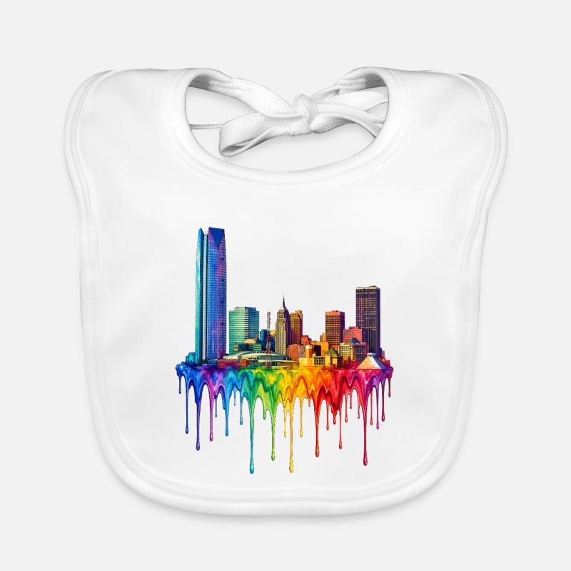Oklahoma City Oklahoma Dripping Art Organic Baby Bibs