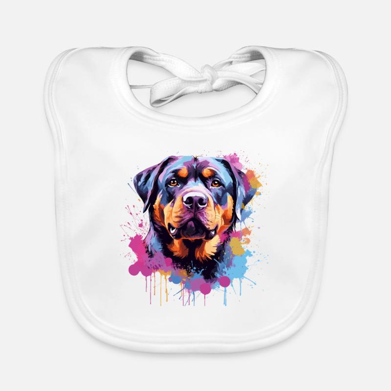 Rottweiler Bunker Splash Art Hund Baby Bio-Lätzchen