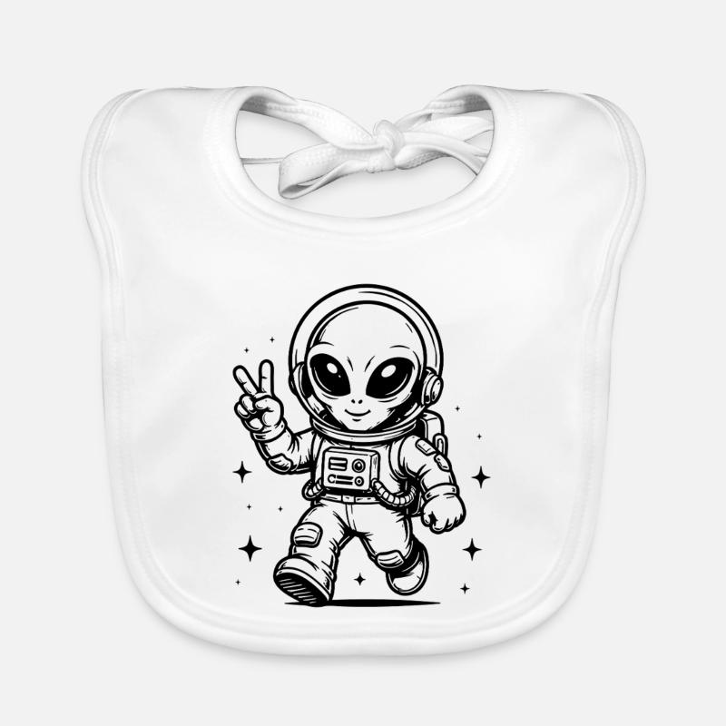 Astronaut Alien Peace in Space Organic Baby Bibs