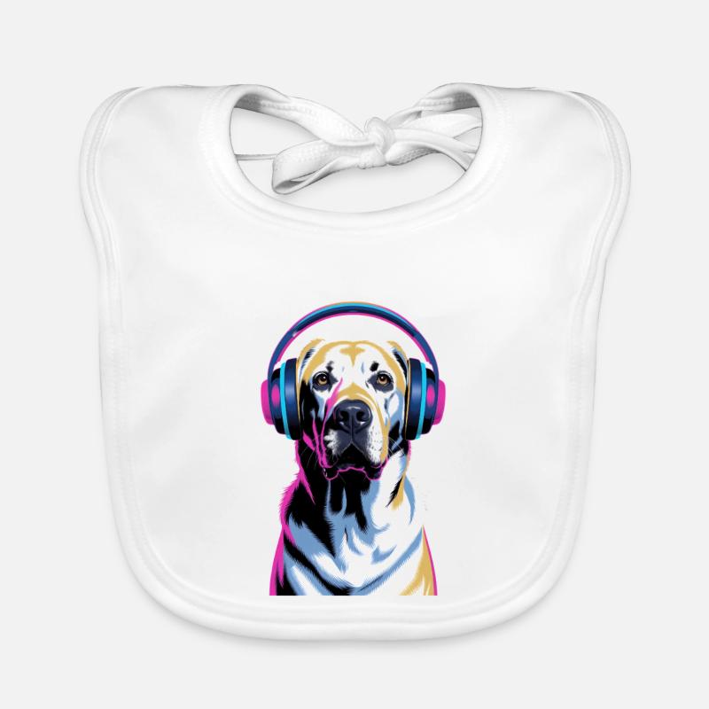  Labrador mit Kopfhörern Baby Bio-Lätzchen