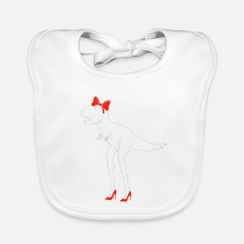 Dino Diva with Red High Heels Organic Baby Bibs