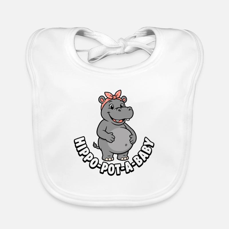 Mère enceinte Hippopotam-un-bébé Hippopotam-un-bébé Hippopotame Bavoir bio Bébé