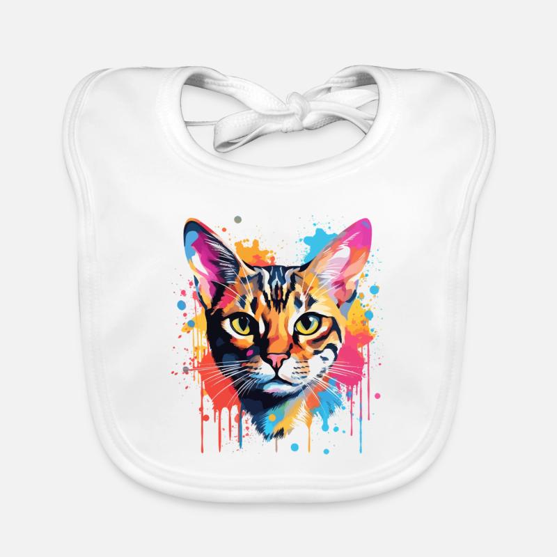 Bengalisches Katzengesicht Bunte Spritzkunst Baby Bio-Lätzchen