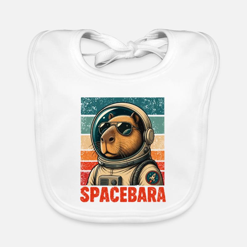 Spacebara Capybara Astronaut Space Retro Organic Baby Bibs