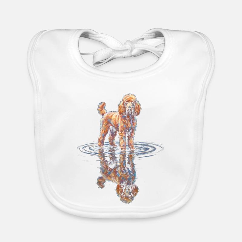Poodle with water reflection Organic Baby Bibs