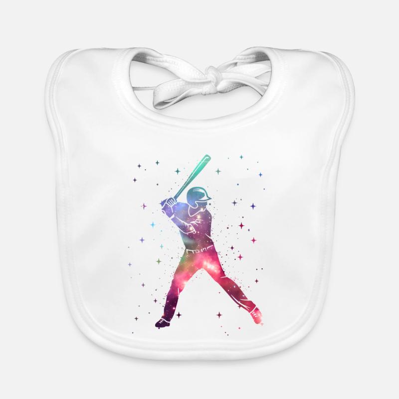 Baseball Player Kids Outer Space Baseball Player Organic Baby Bibs