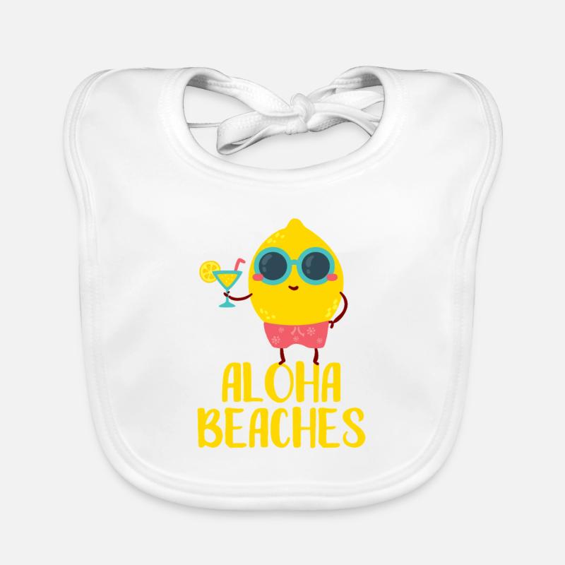 Aloha Beaches Cool Lemon Beach Holiday Summer Motif Organic Baby Bibs