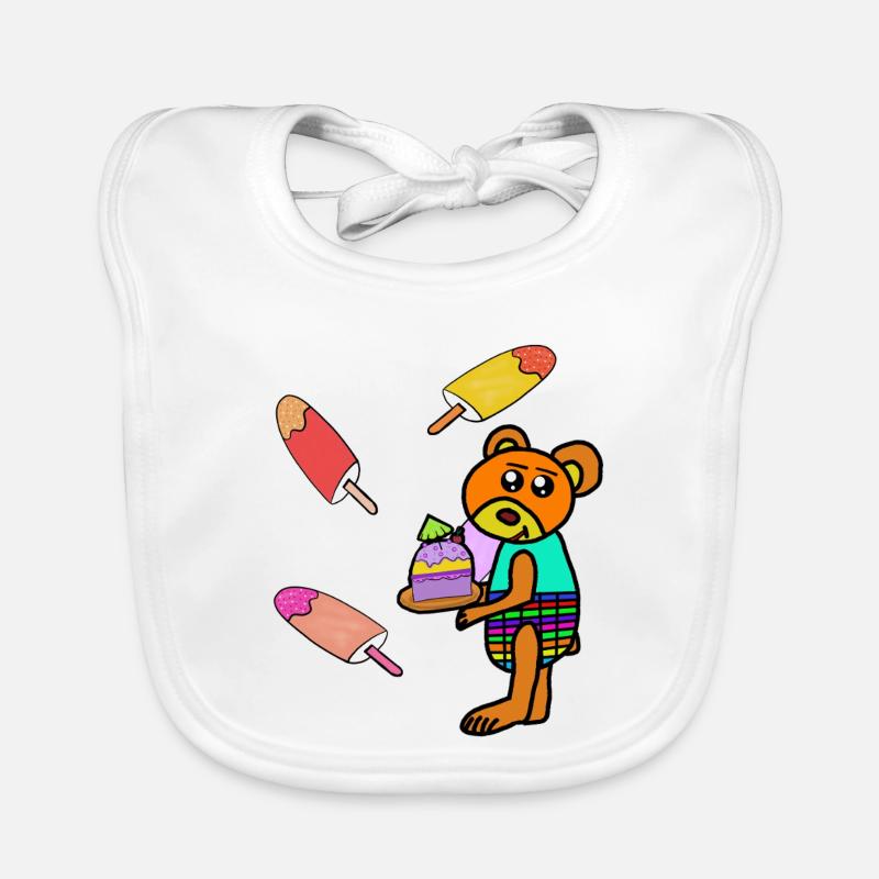 Teddy Kuchen Eis-Motiv Bär Kinder Organic Baby Bibs