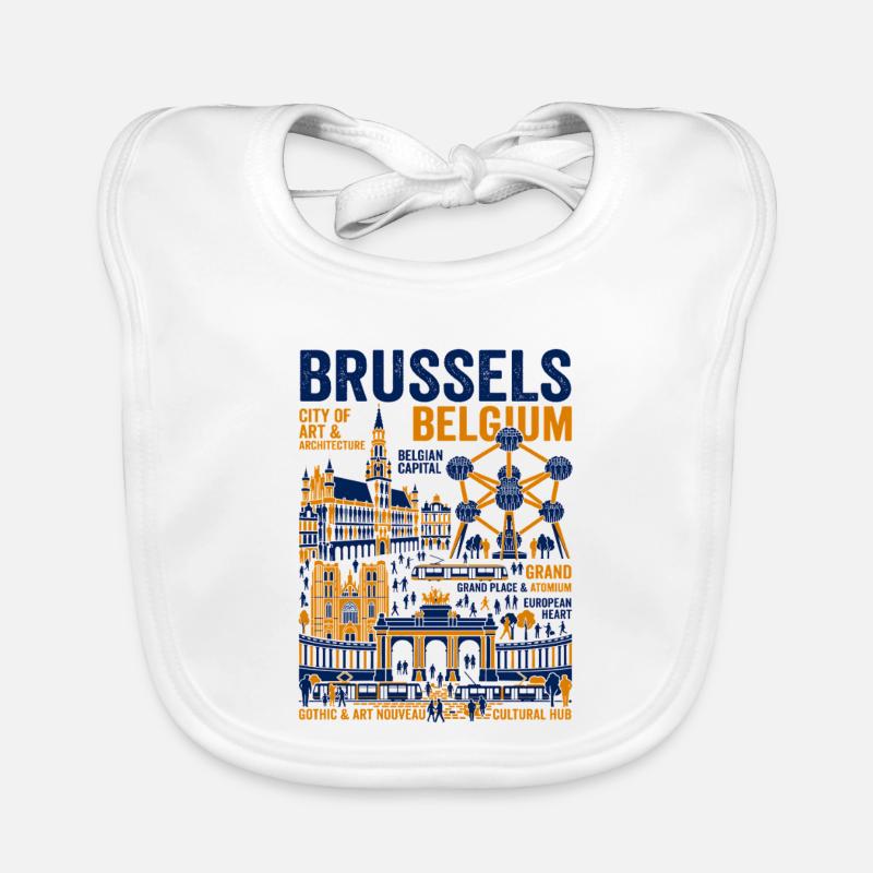 Monuments illustrés de Bruxelles Capitale belge Bavoir bio Bébé