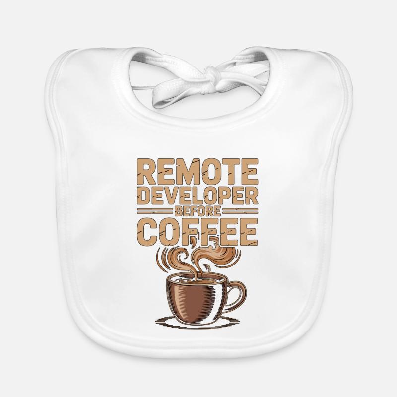 Remote Developer Before Remote Coder Coffee Lover Organic Baby Bibs