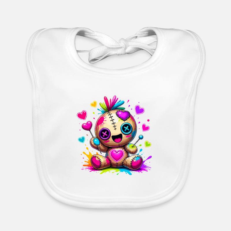 Patchwork cuddly toy with neon hearts Organic Baby Bibs