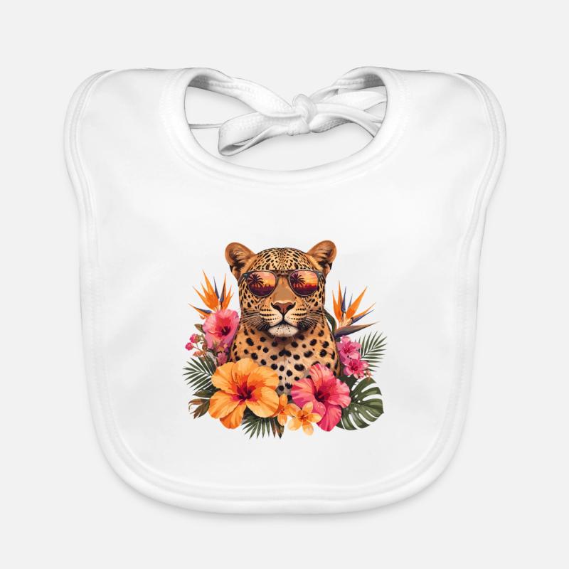 Lunettes de soleil léopard avec des fleurs Bavoir bio Bébé