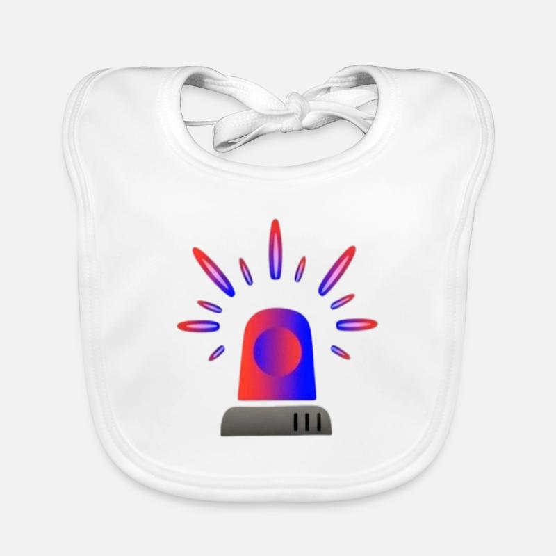 Red-Blue Siren Warning Light Organic Baby Bibs