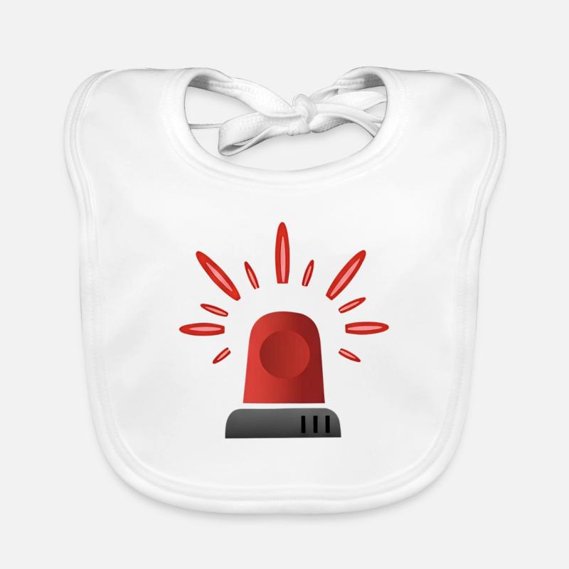 Red Siren Warning Light Organic Baby Bibs