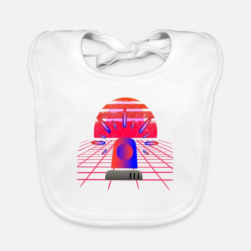 Retro Synthwave Siren Blue Light Neon Organic Baby Bibs