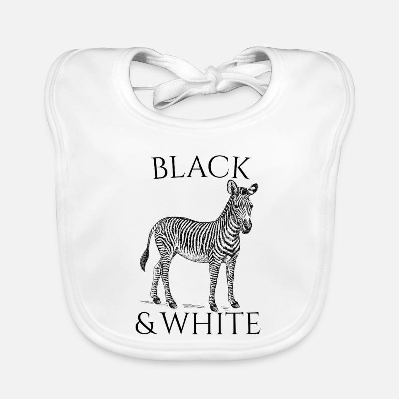 Black & White Vector Zebra – Tierdesign Baby Bio-Lätzchen