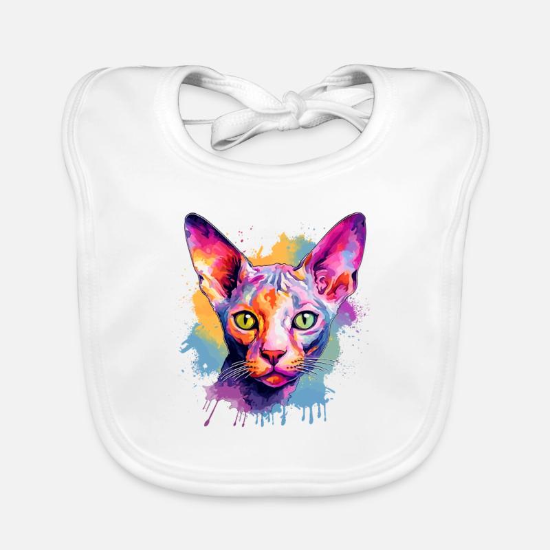 Visage de chat Cornish Rex en Splash Art coloré Bavoir bio Bébé