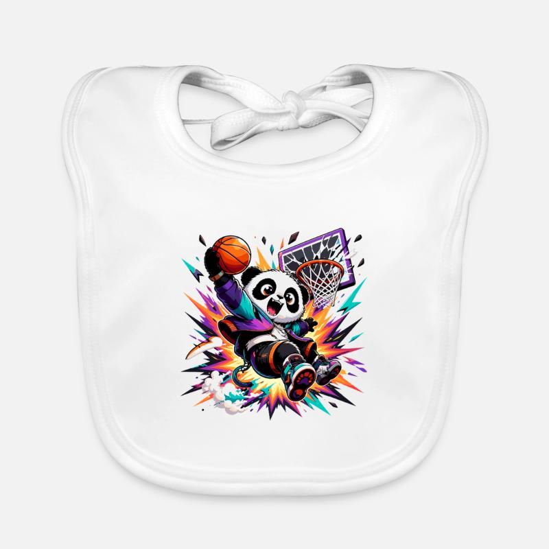 Panda Slam Dunk Neon Organic Baby Bibs