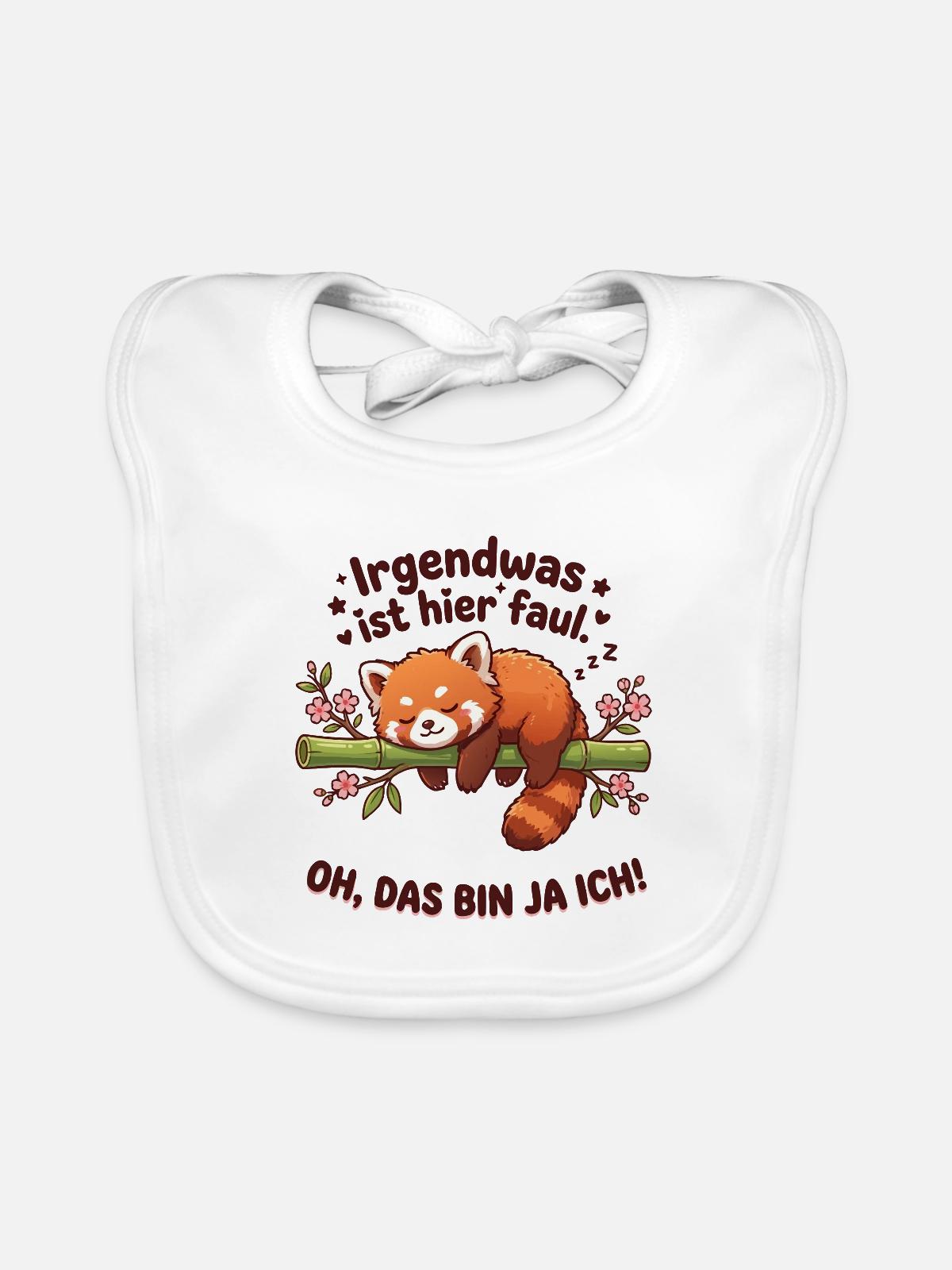 Roter Panda Faul Spruch - Baby Bio-Lätzchen - Weiß - Vorne