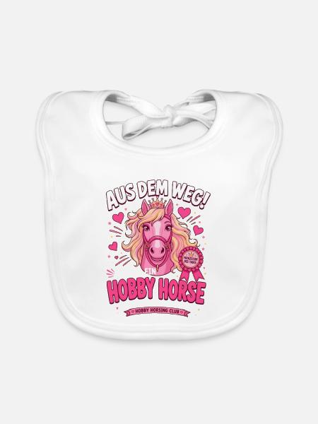Aus dem Weg Ich bin ein Hobby Horse - Baby Bio-Lätzchen - Weiß - Vorne