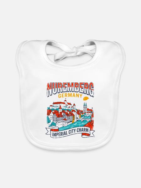 Nuremberg Germany Imperial City Charm Skyline - Baby Bio-Lätzchen - Weiß