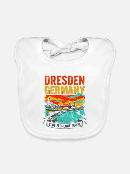 Florence Retro Dresden Germany City Skyline - Baby Bio-Lätzchen - Weiß
