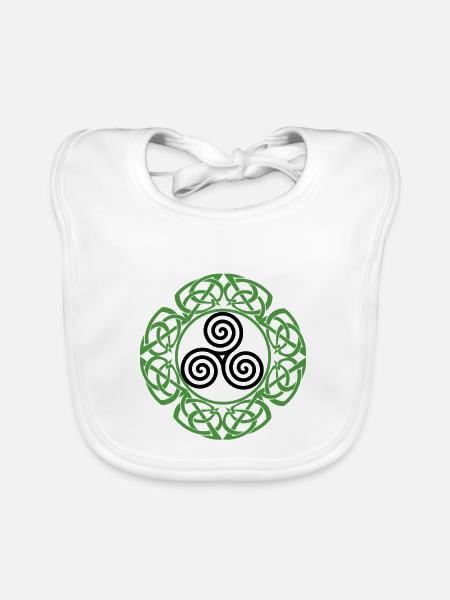 Celtic Irland Wikinger Keltisch Knoten Muster Baum - Baby Bio-Lätzchen - Weiß - Vorne