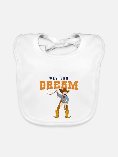 Western Dream Cowboy with Lasso Retro Graphic - Baby Bio-Lätzchen - Weiß - Vorne