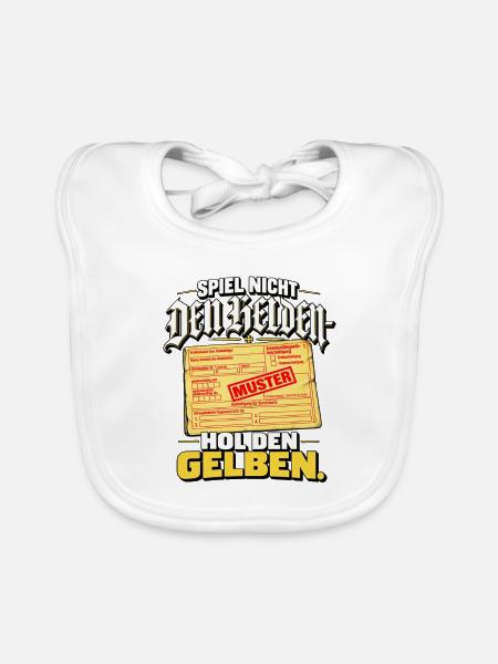 Spiel Nicht den Helden HOL dir NEN Gelben Schein - Baby Bio-Lätzchen - Weiß - Vorne