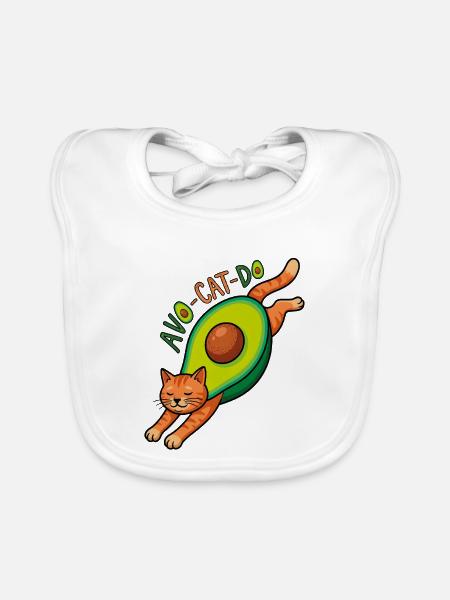 AvoCatDo Dehnkatze - Baby Bio-Lätzchen - Weiß - Vorne
