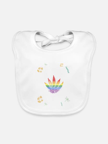 Farn & Holunderbeeren - Dark Botanical LGBTQ - Baby Bio-Lätzchen - Weiß - Vorne