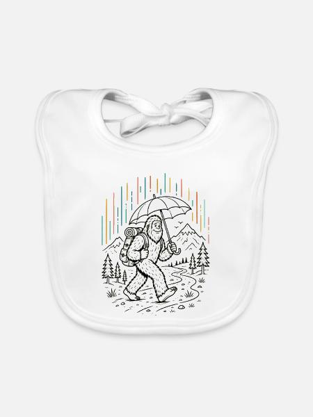 Sasquatch Regenschirm-Wanderung - Baby Bio-Lätzchen - Weiß - Vorne
