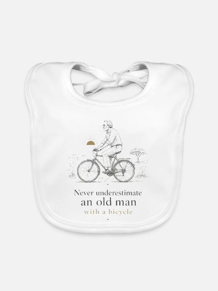 Alte Mann auf Fahrrad Sonnenaufgang - Baby Bio-Lätzchen - Weiß - Vorne