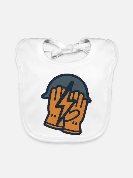 Isolierter Blitzhelm. - Baby Bio-Lätzchen - Weiß - Vorne