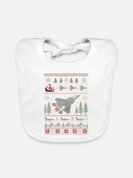 F22 Raptor Weihnachtspullover - Baby Bio-Lätzchen - Weiß - Vorne