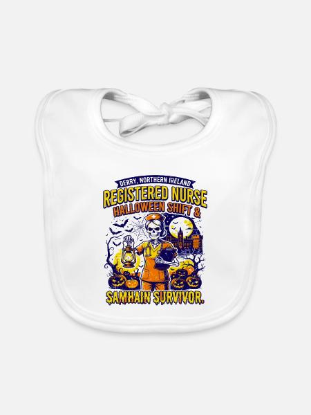 Derry Registered Nurse Halloween Shift Samhain - Baby Bio-Lätzchen - Weiß - Vorne