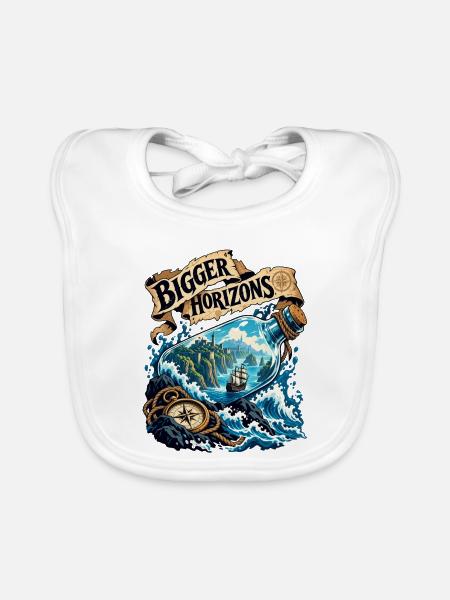Größere Horizonte - Baby Bio-Lätzchen - Weiß - Vorne
