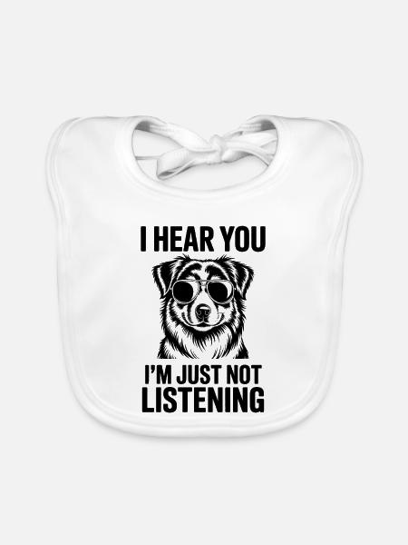 Australian Shepherd Spruch Lustige Aussie Geschenk - Baby Bio-Lätzchen - Weiß - Vorne