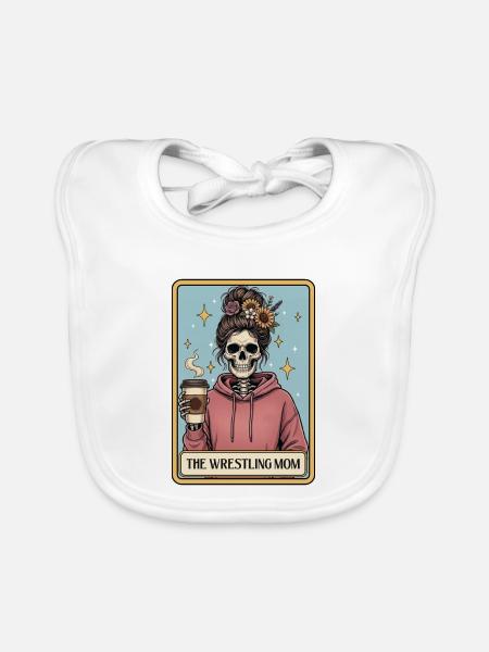 The Wrestling Mom – Stolzes Wrestling-Elterngeschenk - Baby Bio-Lätzchen - Weiß - Vorne