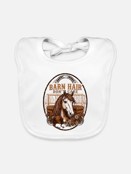 Barn Hair Dont Care Horse Mom - Baby Bio-Lätzchen - Weiß - Vorne