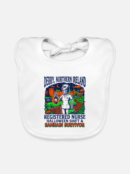 Derry Northern Ireland Registered Nurse Samhain - Baby Bio-Lätzchen - Weiß - Vorne