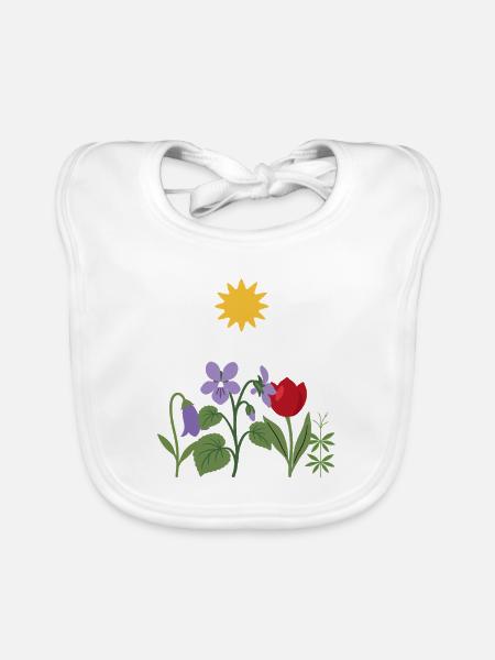 Gartenfreunde · Natur · Sonne · Veilchen - Baby Bio-Lätzchen - Weiß - Vorne