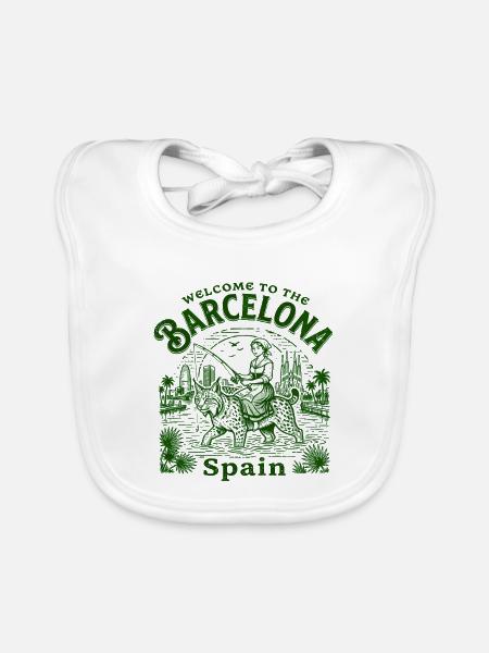 The Welcome To Barcelona Spain Catalan Cityscape - Baby Bio-Lätzchen - Weiß - Vorne
