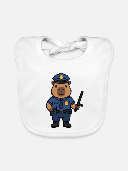 Süßer Capybara-Polizist Ästhetischer Niedlicher Nagetier - Baby Bio-Lätzchen - Weiß - Vorne